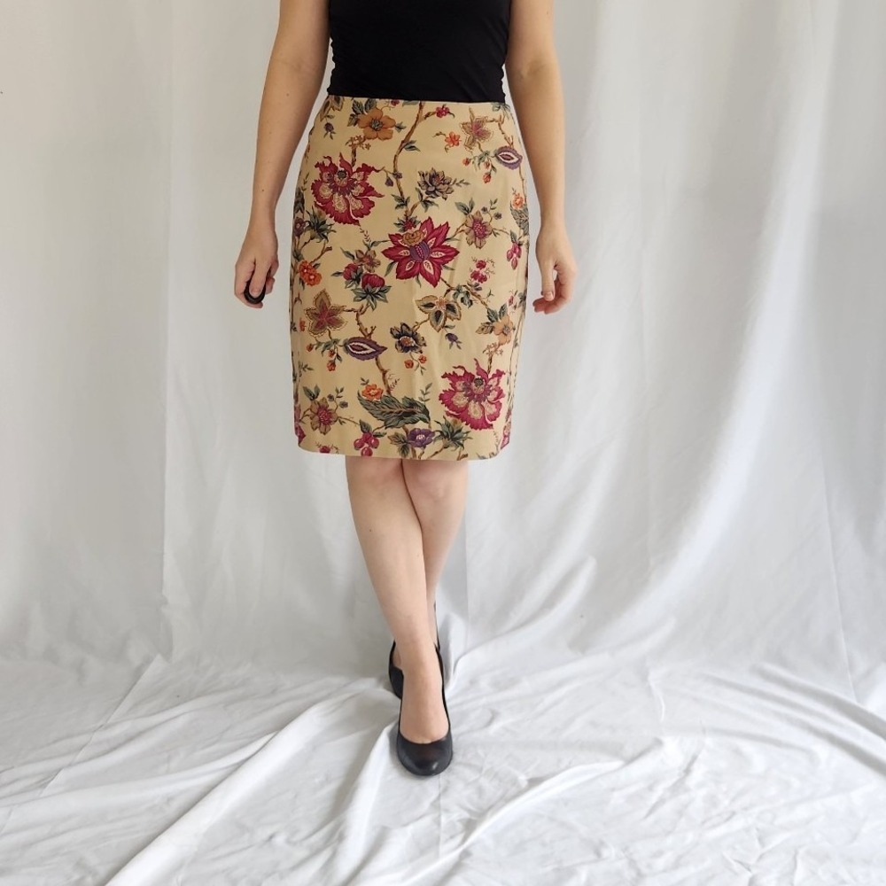 Talbots Cotton Blend Floral Pencil Skirt